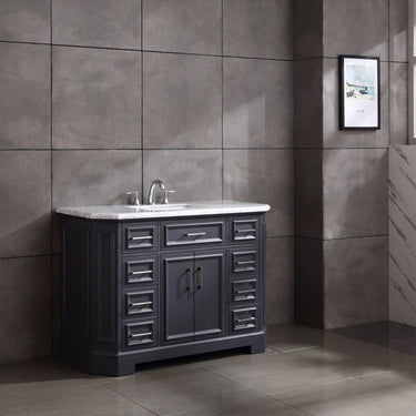 Eviva Glory 48″ Bathroom Vanity with Carrara Marble Counter-top and Porcelain Sink Vanity Eviva